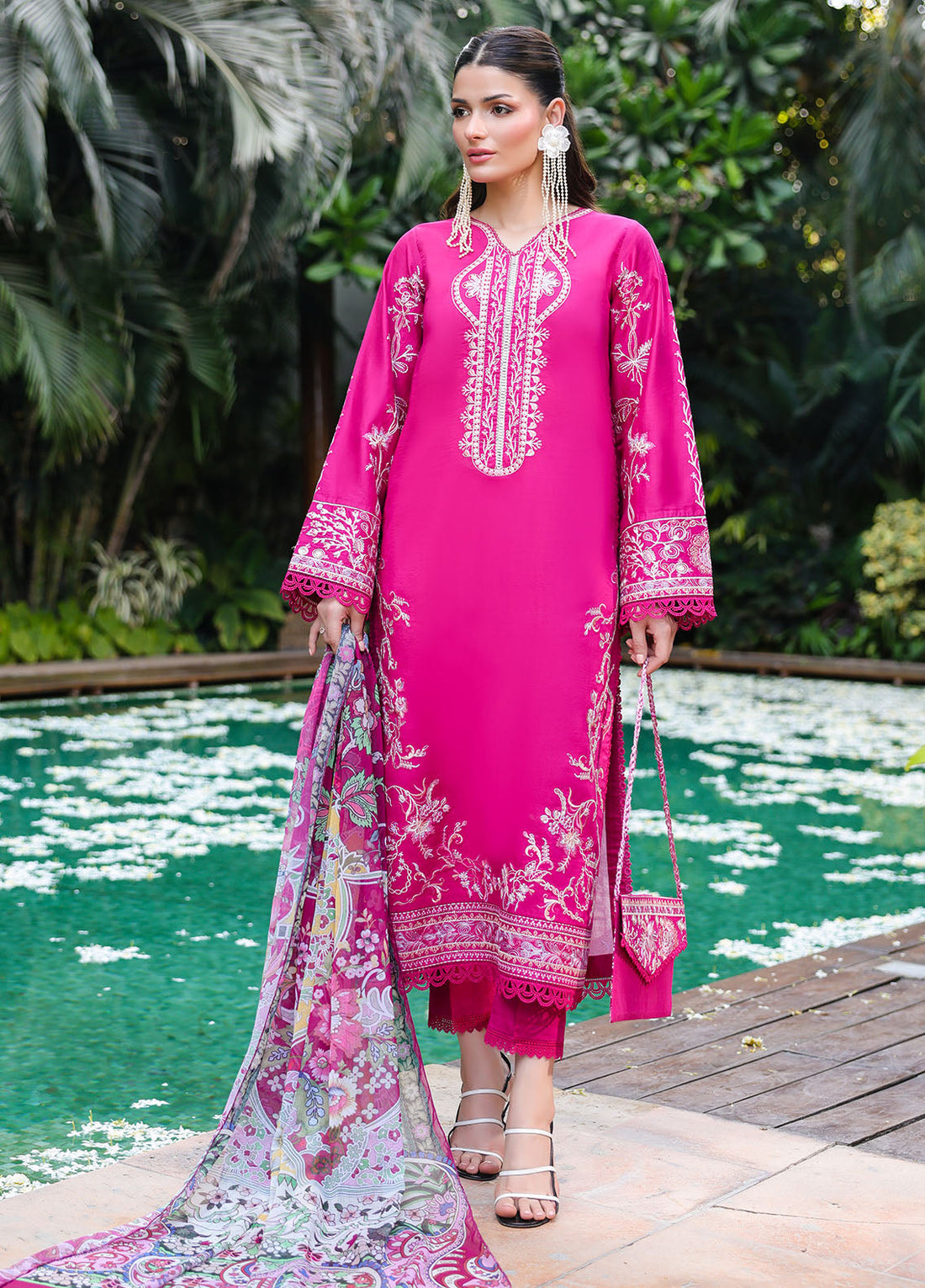 Sahane | Lovent Embroidered Pret 25 | ME23007 Seraph XS Hot Pink Lawn