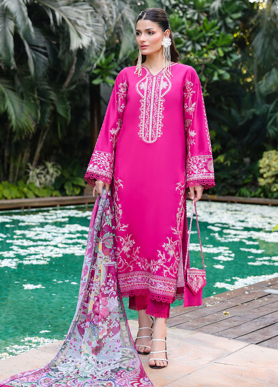 Sahane | Lovent Embroidered Pret 25 | ME23007 Seraph XS Hot Pink Lawn