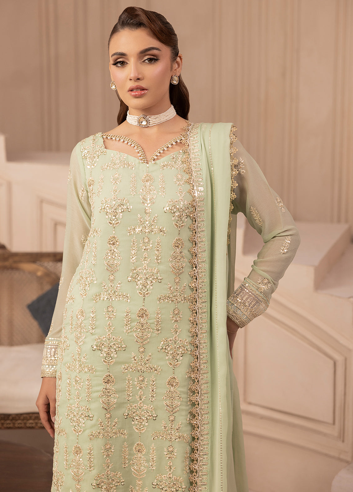 Sahane | Elyssa Festive Chiffon | CT-19004 Emera - ELYSSA XL Mint Green Chiffon