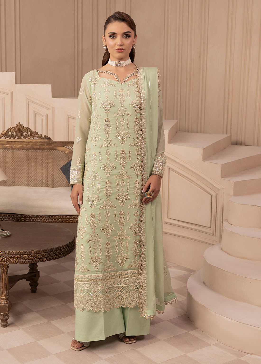 Sahane | Elyssa Festive Chiffon | CT-19004 Emera - ELYSSA XS Mint Green Chiffon
