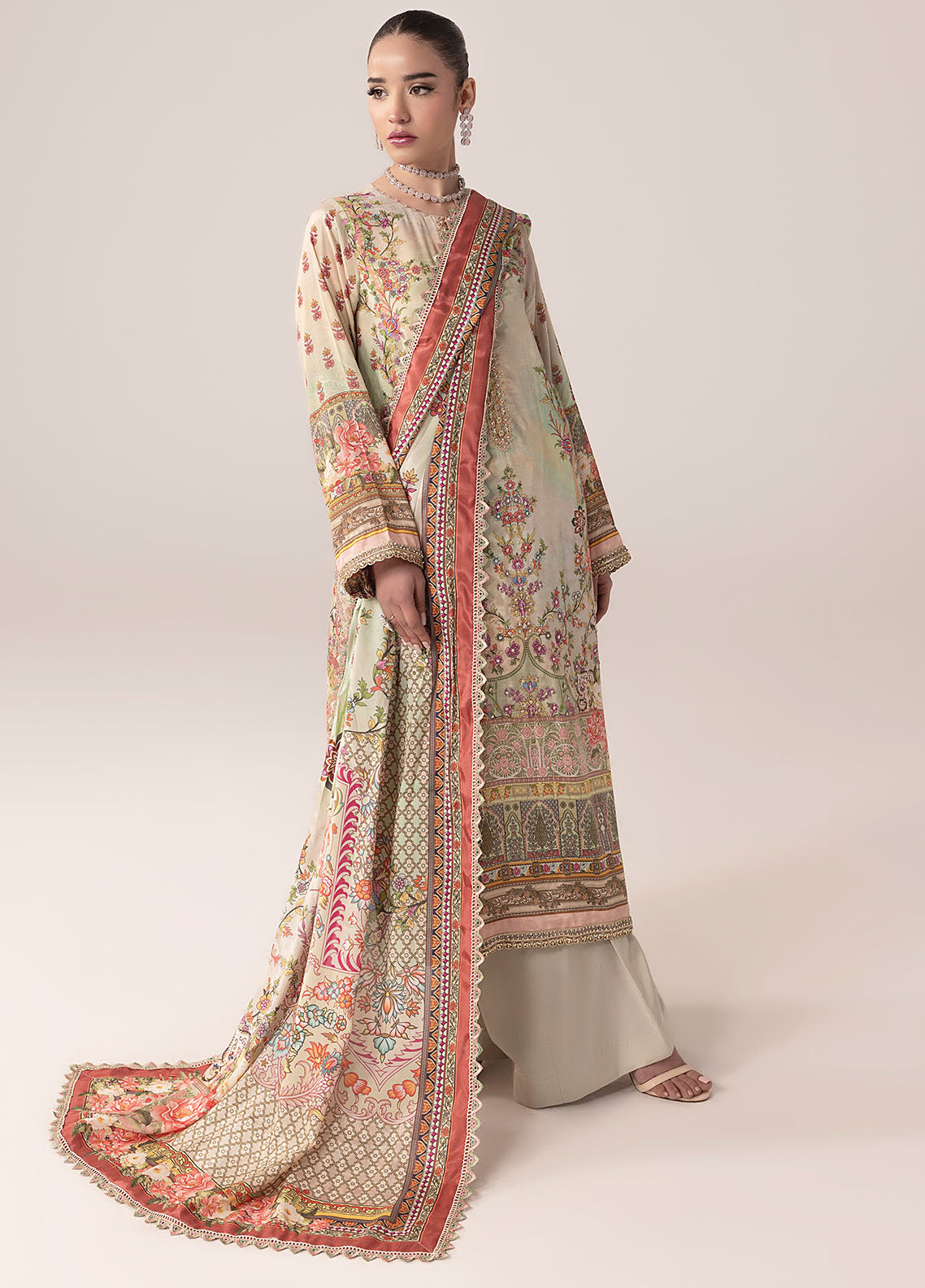Sahane | Suay Silk Handwork Edit | CT-15004 AVA - SUAY Custom Size Beige Silk