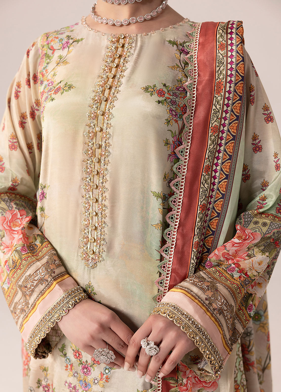 Sahane | Suay Silk Handwork Edit | CT-15004 AVA - SUAY M Beige Silk