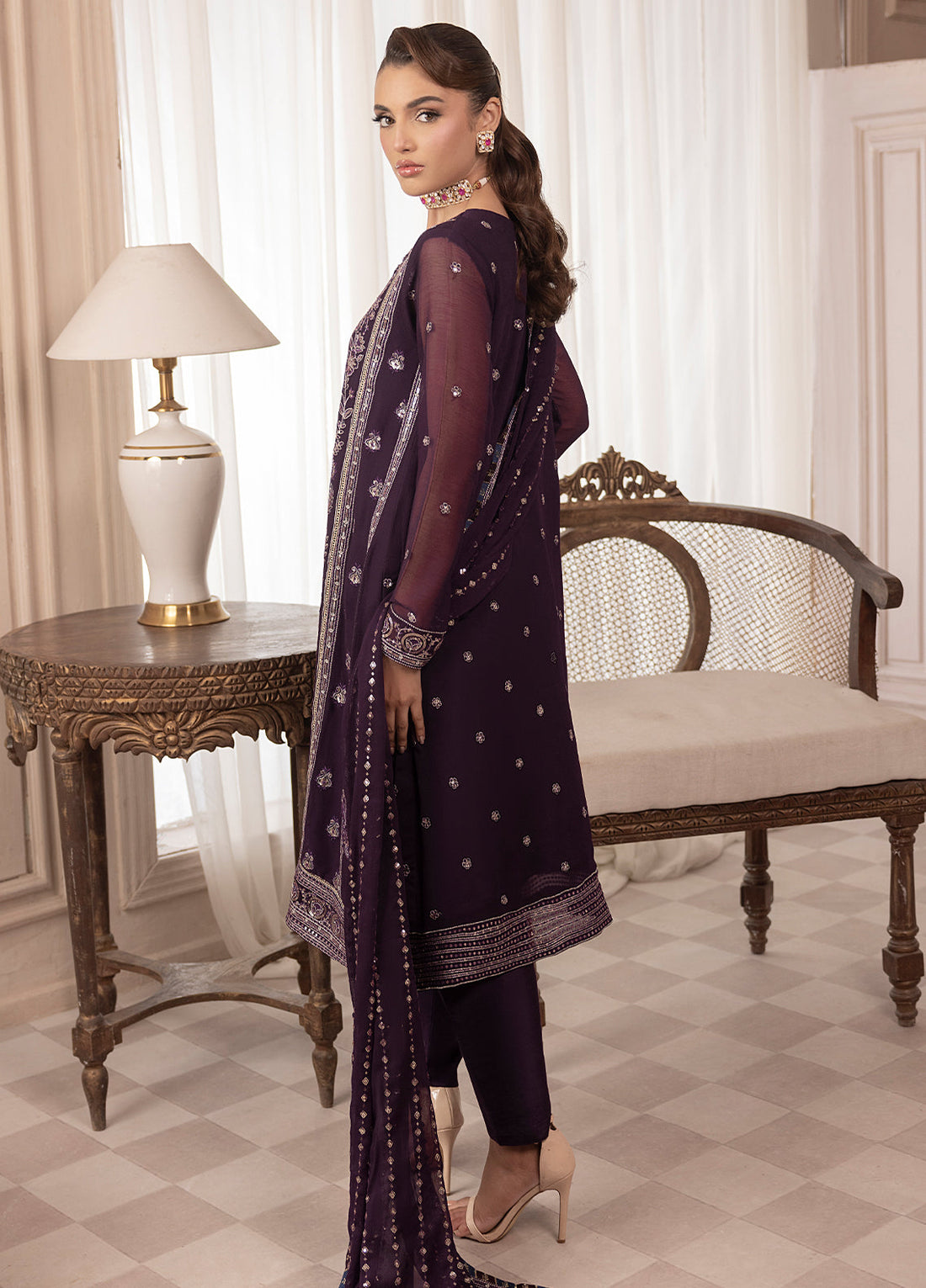 Sahane | Elyssa Festive Chiffon | CT-19006 Mure - ELYSSA XS Deep Purple Chiffon