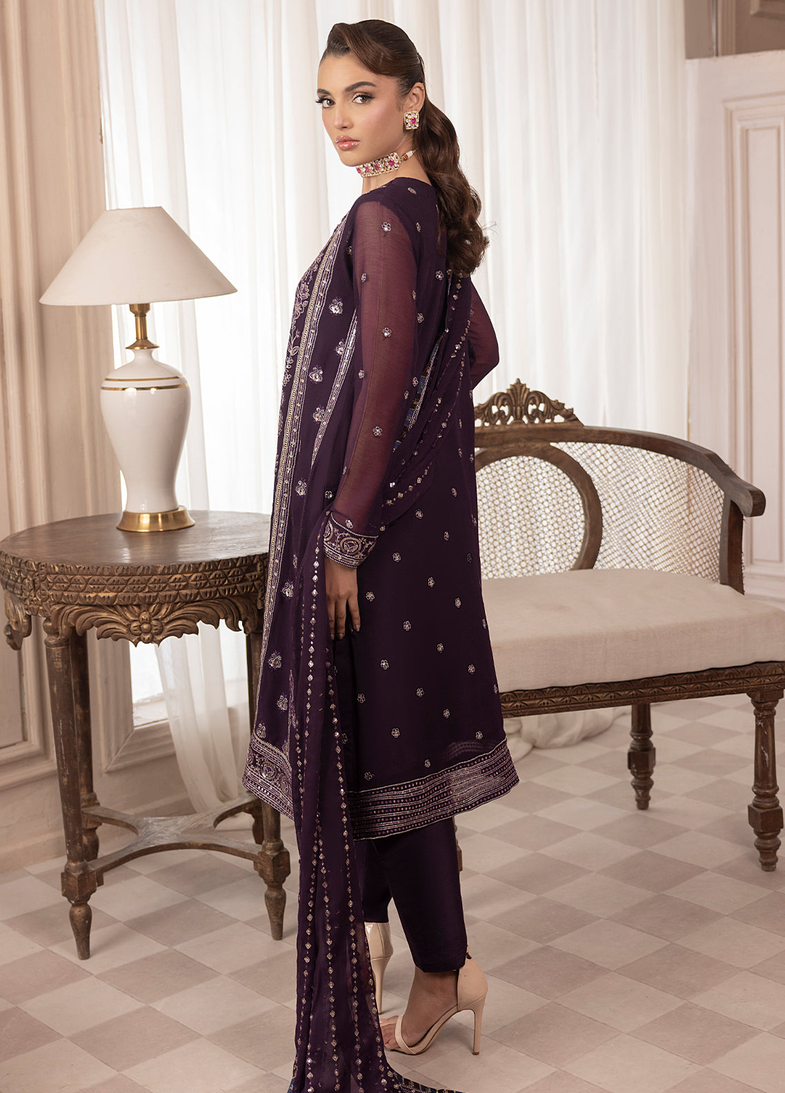 Sahane | Elyssa Festive Chiffon | CT-19006 Mure - ELYSSA S Deep Purple Chiffon