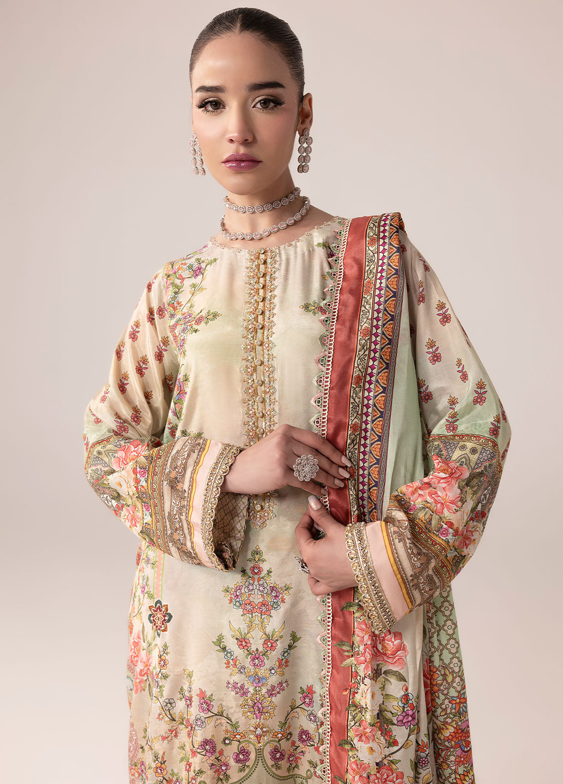 Sahane | Suay Silk Handwork Edit | CT-15004 AVA - SUAY L Beige Silk