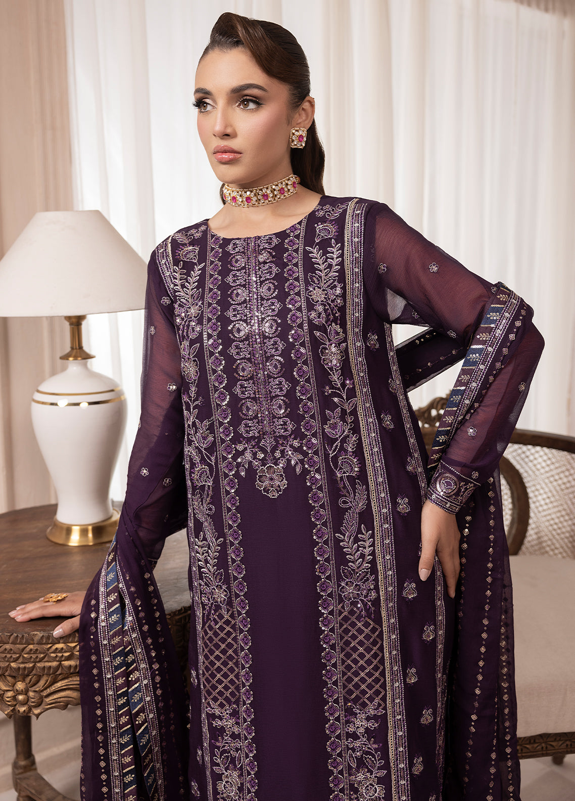 Sahane | Elyssa Festive Chiffon | CT-19006 Mure - ELYSSA L Deep Purple Chiffon