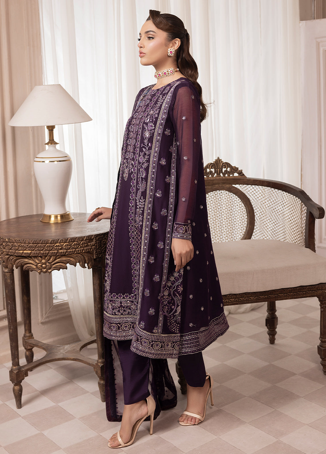 Sahane | Elyssa Festive Chiffon | CT-19006 Mure - ELYSSA XL Deep Purple Chiffon