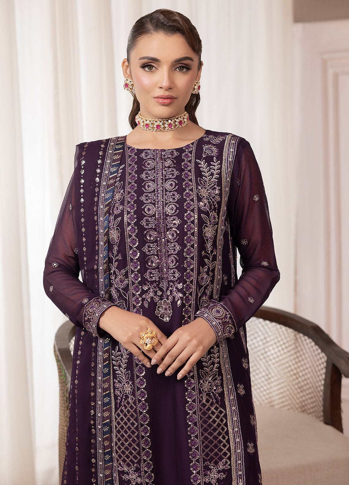 Sahane | Elyssa Festive Chiffon | CT-19006 Mure - ELYSSA M Deep Purple Chiffon