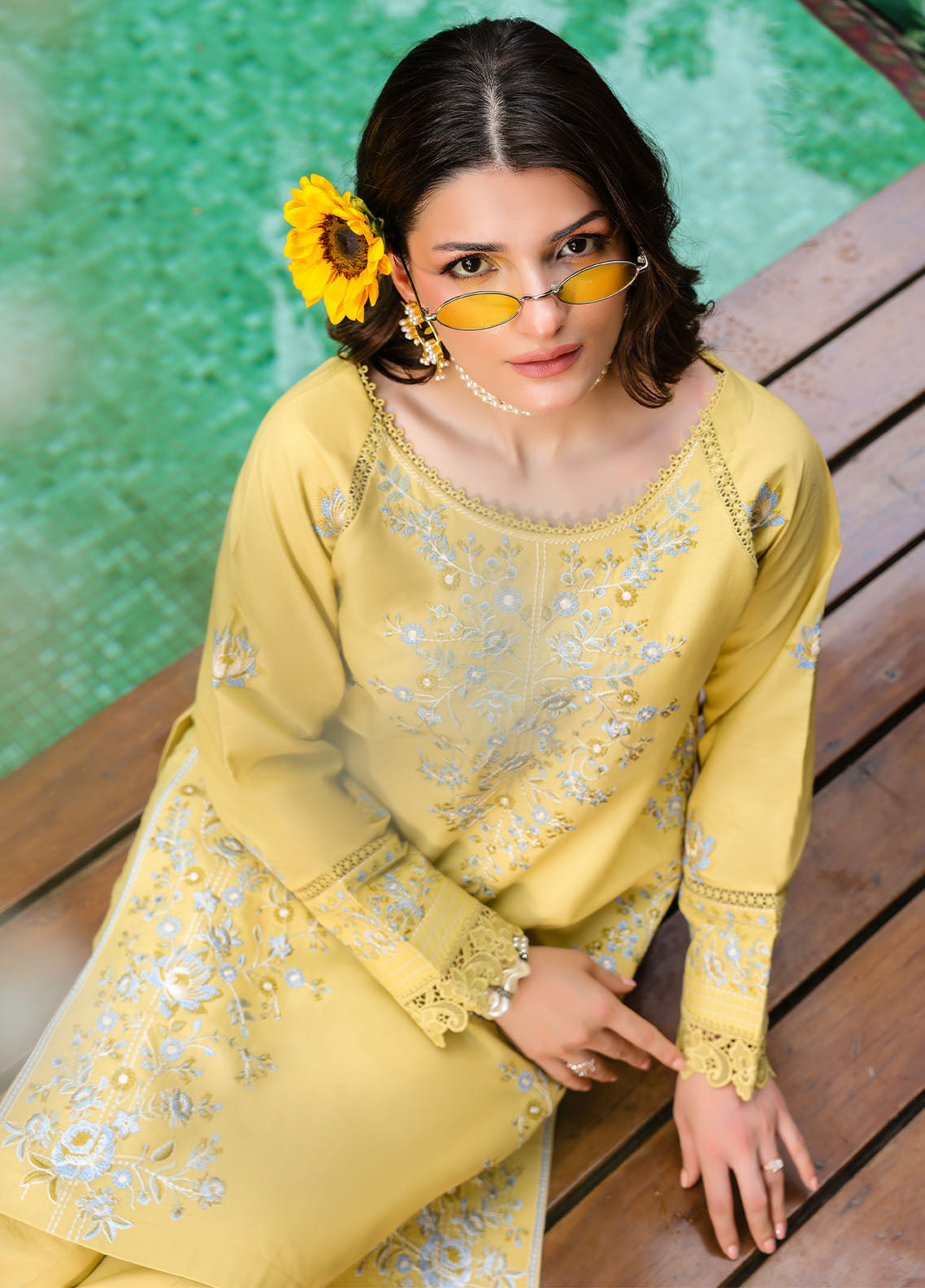 Sahane | Lovent Embroidered Pret 25 | ME23006 Corina L Lime Yellow Lawn