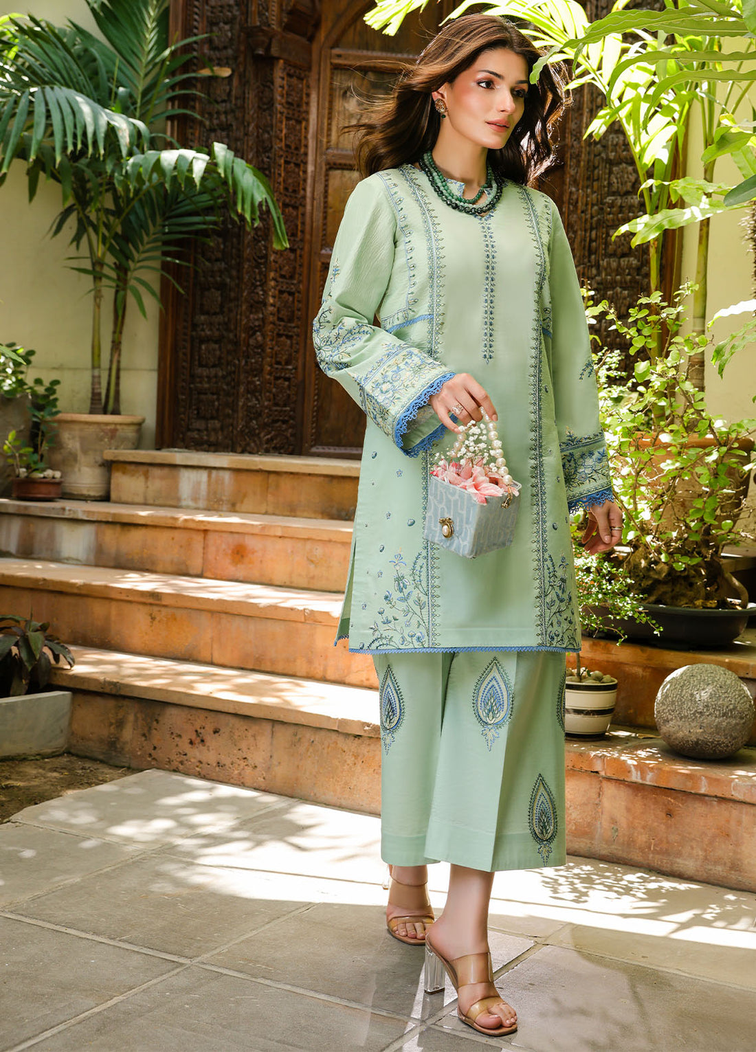 Sahane | Lovent Embroidered Pret 25 | ME23003 Zoe XS Sea Green Lawn