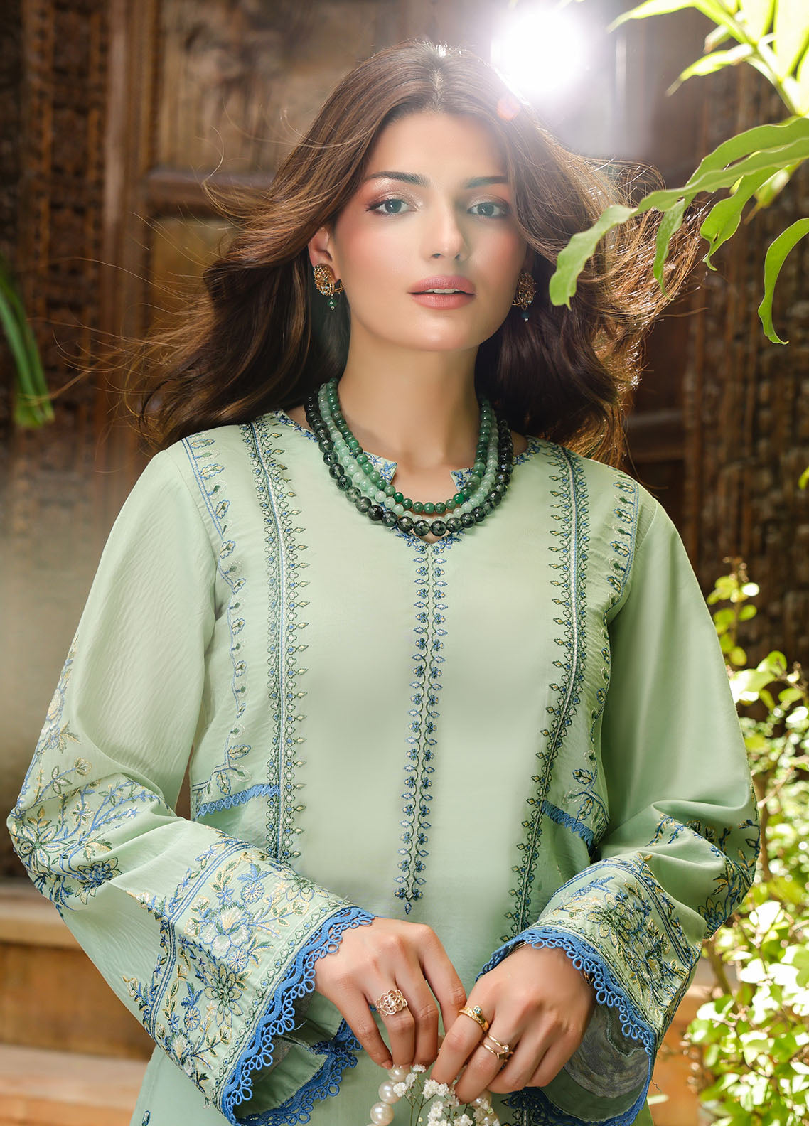 Sahane | Lovent Embroidered Pret 25 | ME23003 Zoe M Sea Green Lawn