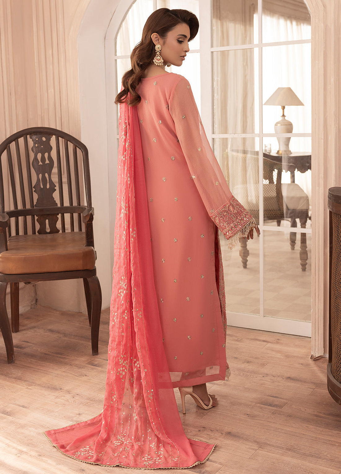 Sahane | Elyssa Festive Chiffon | CT-19003 Rosa - ELYSSA XS Salmon Pink Chiffon
