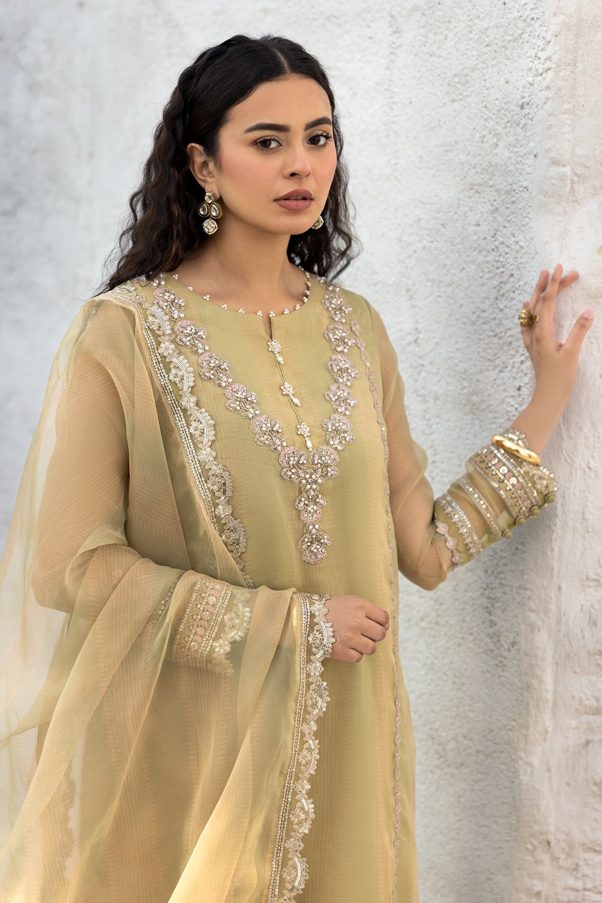 Charizma | Festive Pret | CMA-5-111 L Beige Organza