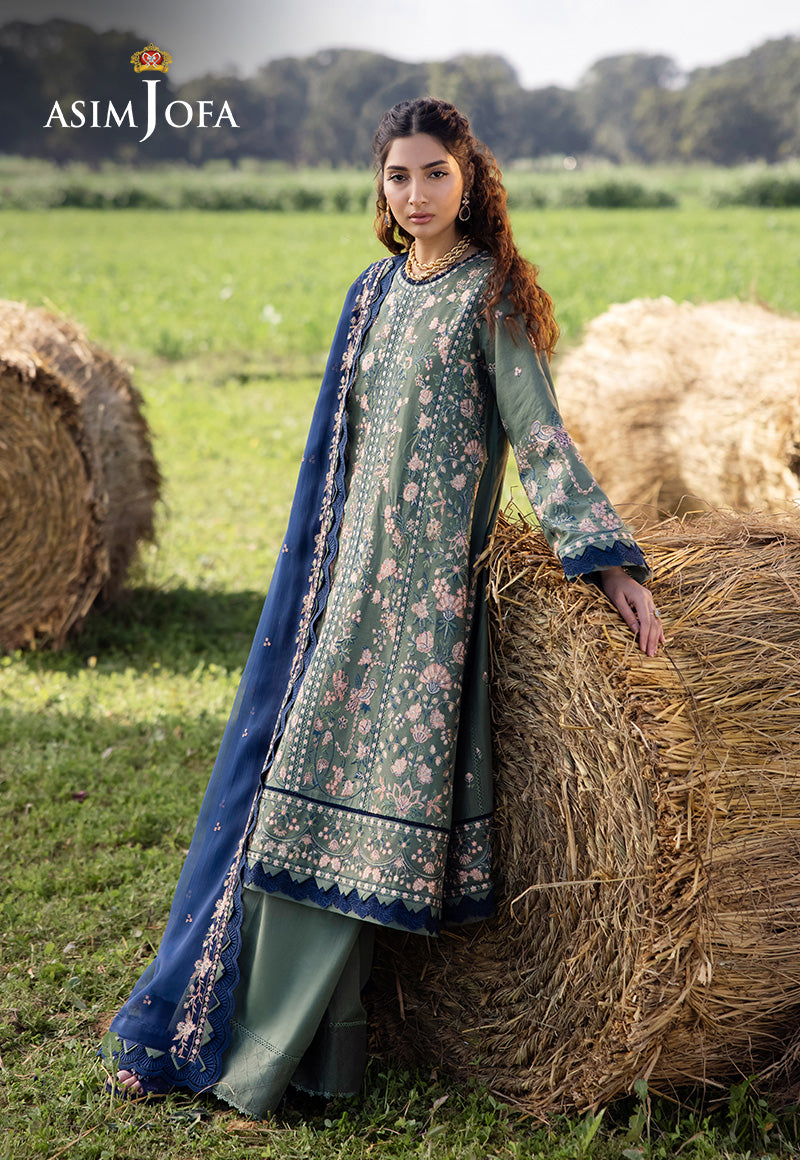 Asim Jofa | Luxury Lawn 25 | AJELL-14 XL Eucalyptus Green Lawn