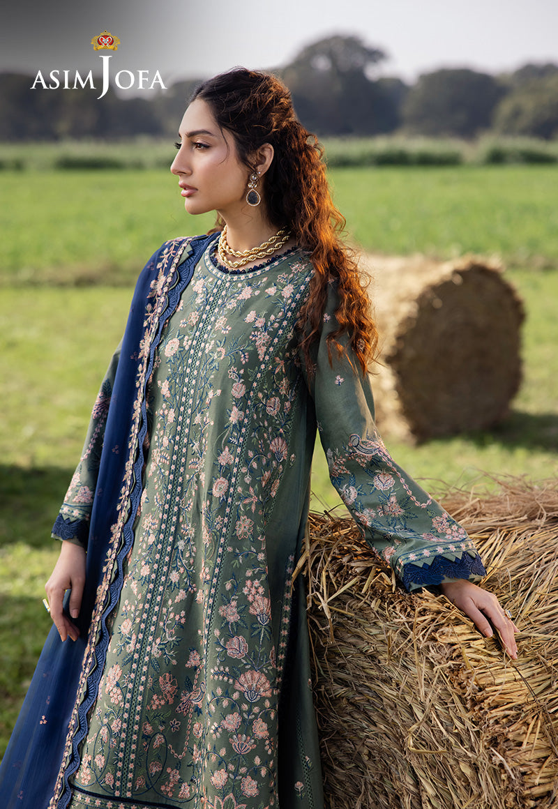 Asim Jofa | Luxury Lawn 25 | AJELL-14 L Eucalyptus Green Lawn