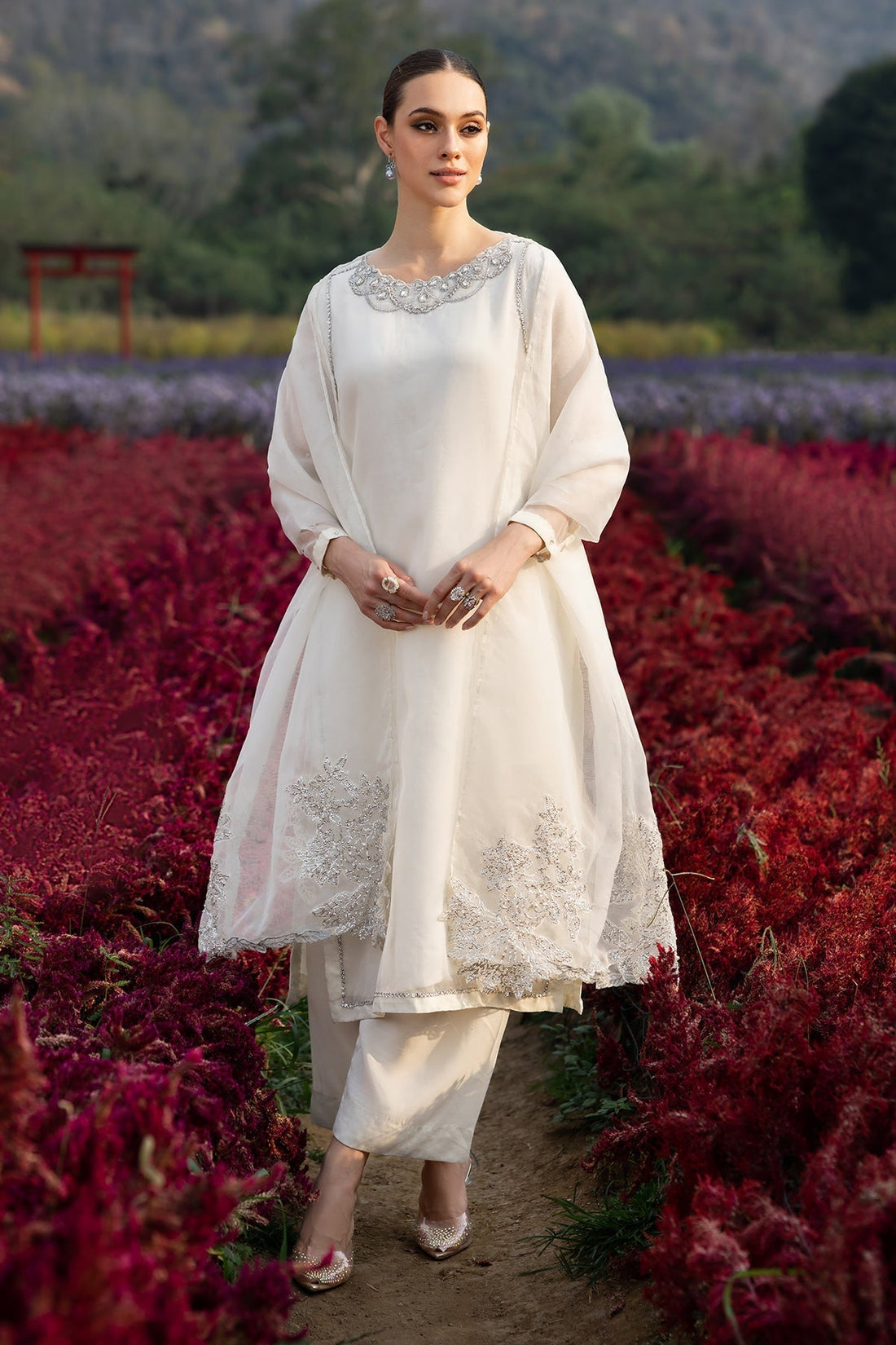 Charizma | Festive Pret | CMA-5-054 S White Organza