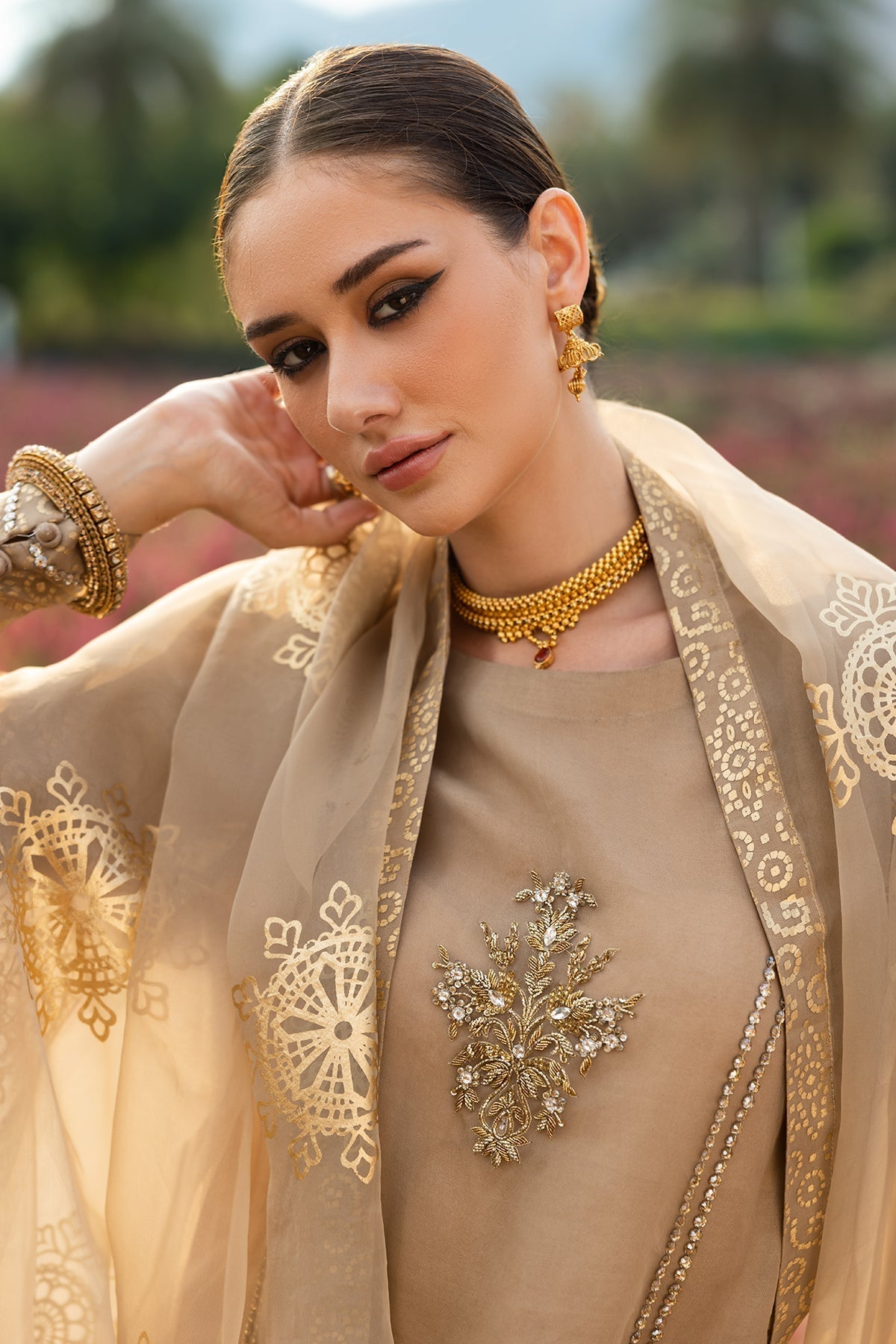 Charizma | Festive Pret | CMA-5-062 L Coffee Organza