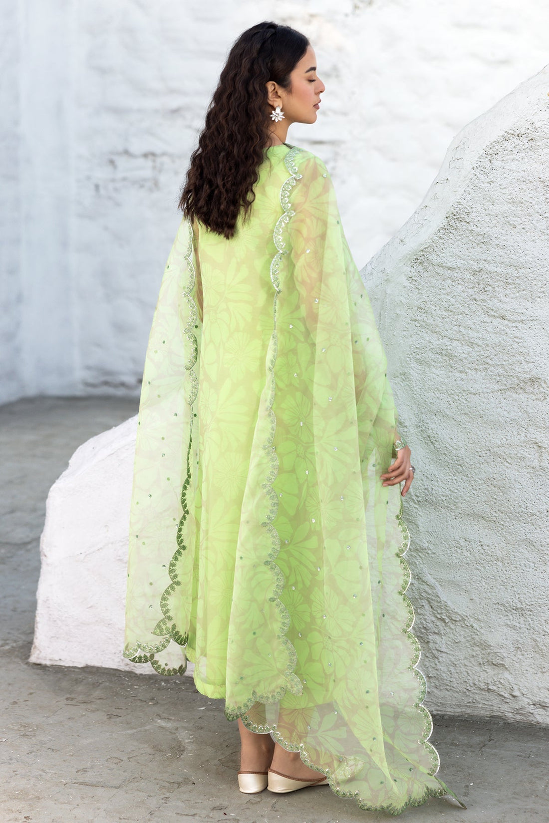 Charizma | Festive Pret | CMA-5-022 S Parrot Green Organza