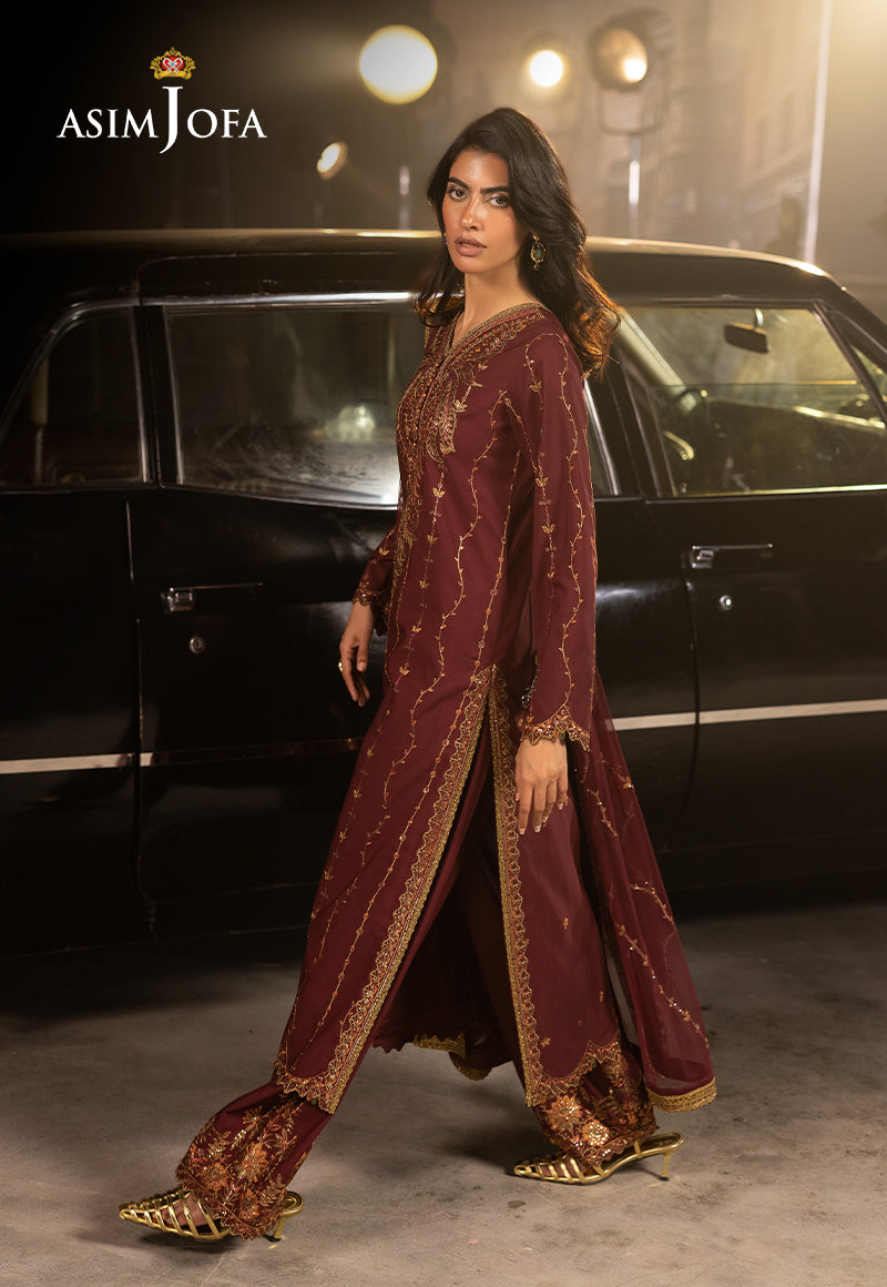 Asim Jofa | Luxury Festive Rejoice | AJLFF-04 L Maroon Silk