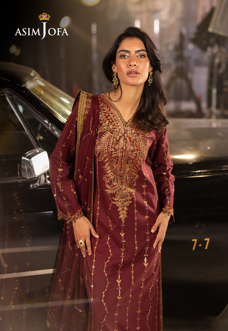 Asim Jofa | Luxury Festive Rejoice | AJLFF-04 M Maroon Silk