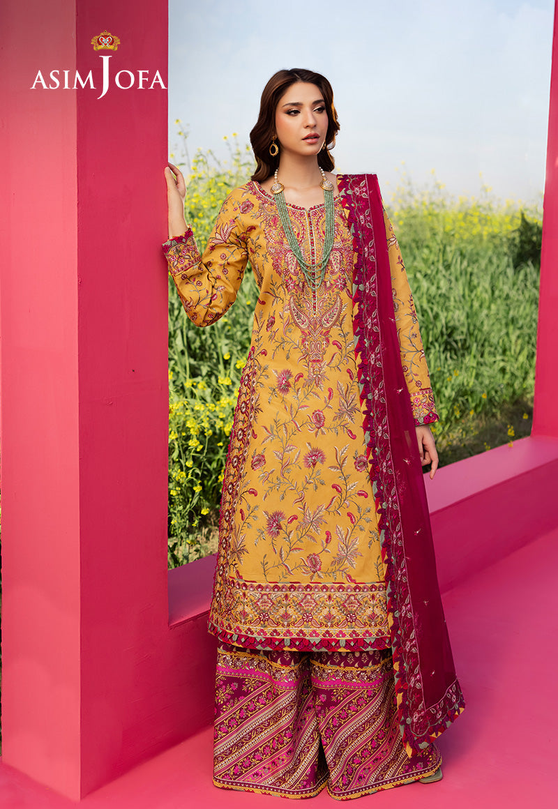 Asim Jofa | Luxury Lawn 25 | AJELL-07 Custom Size Mustard Yellow Lawn