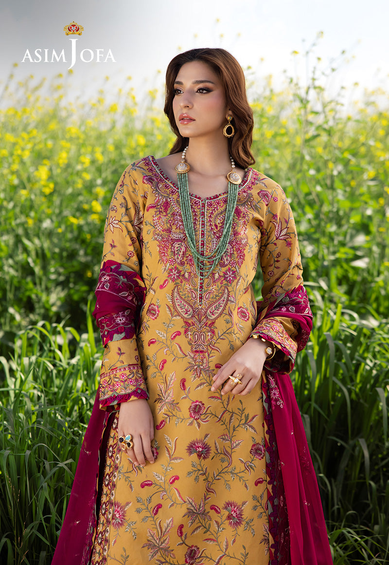 Asim Jofa | Luxury Lawn 25 | AJELL-07 XL Mustard Yellow Lawn