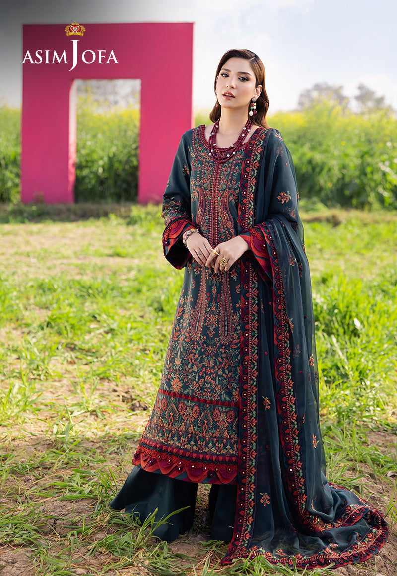 Asim Jofa | Luxury Lawn 25 | AJELL-04 XL Dark Teal Green Lawn