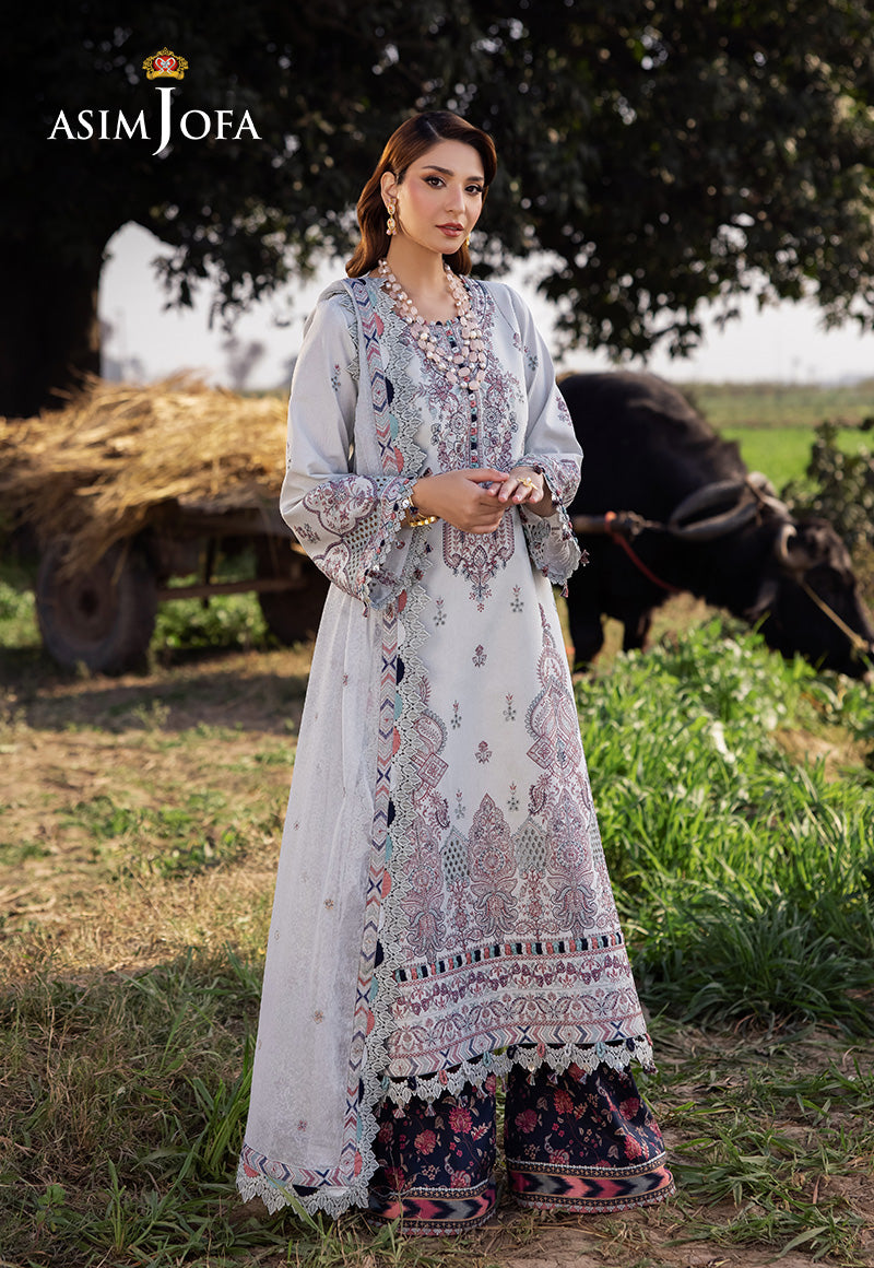 Asim Jofa | Luxury Lawn 25 | AJELL-10 Custom Size Gray Lawn