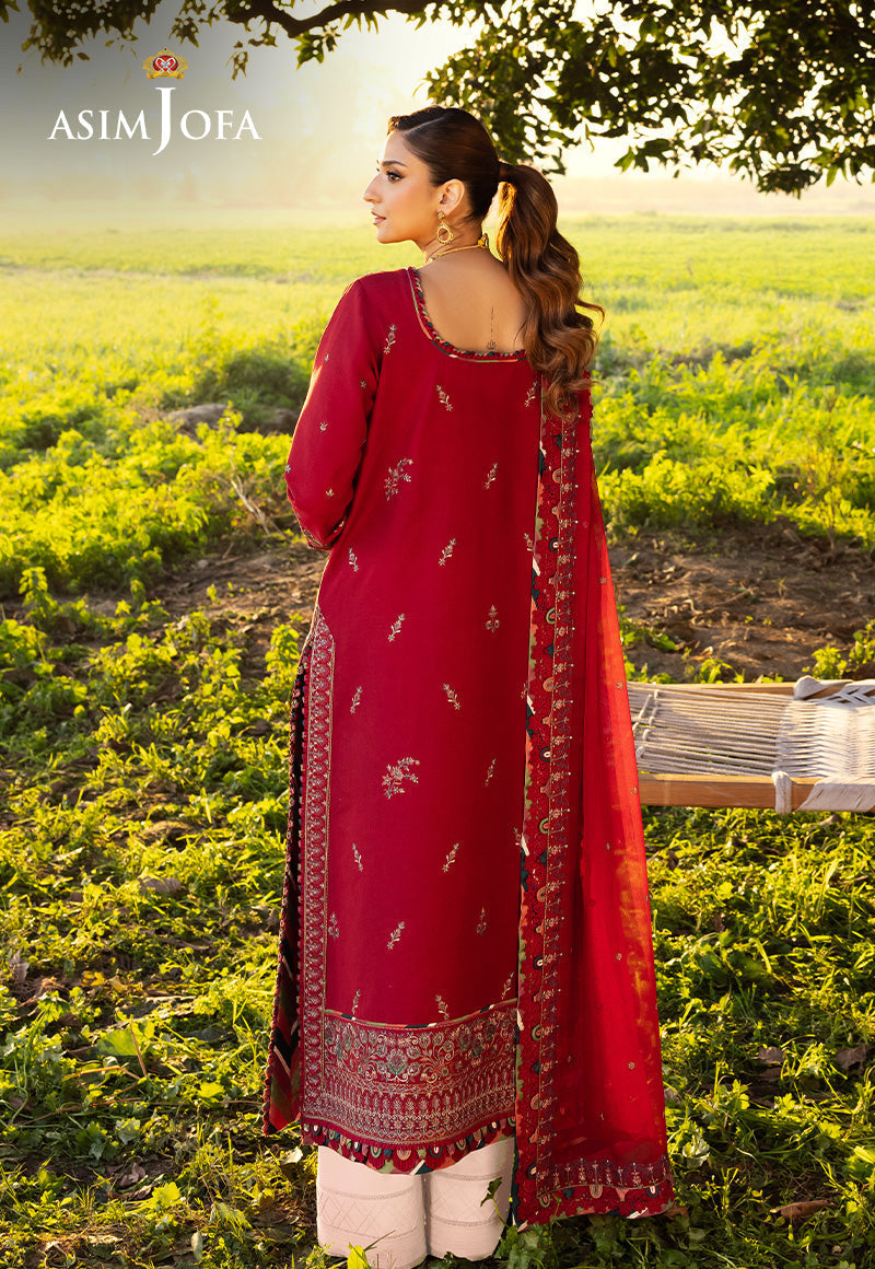 Asim Jofa | Luxury Lawn 25 | AJELL-06 XS Red Lawn