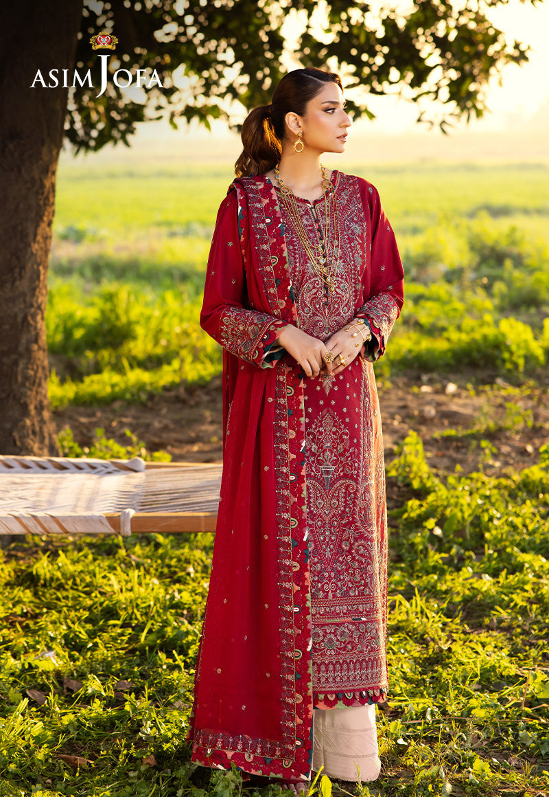 Asim Jofa | Luxury Lawn 25 | AJELL-06 XL Red Lawn