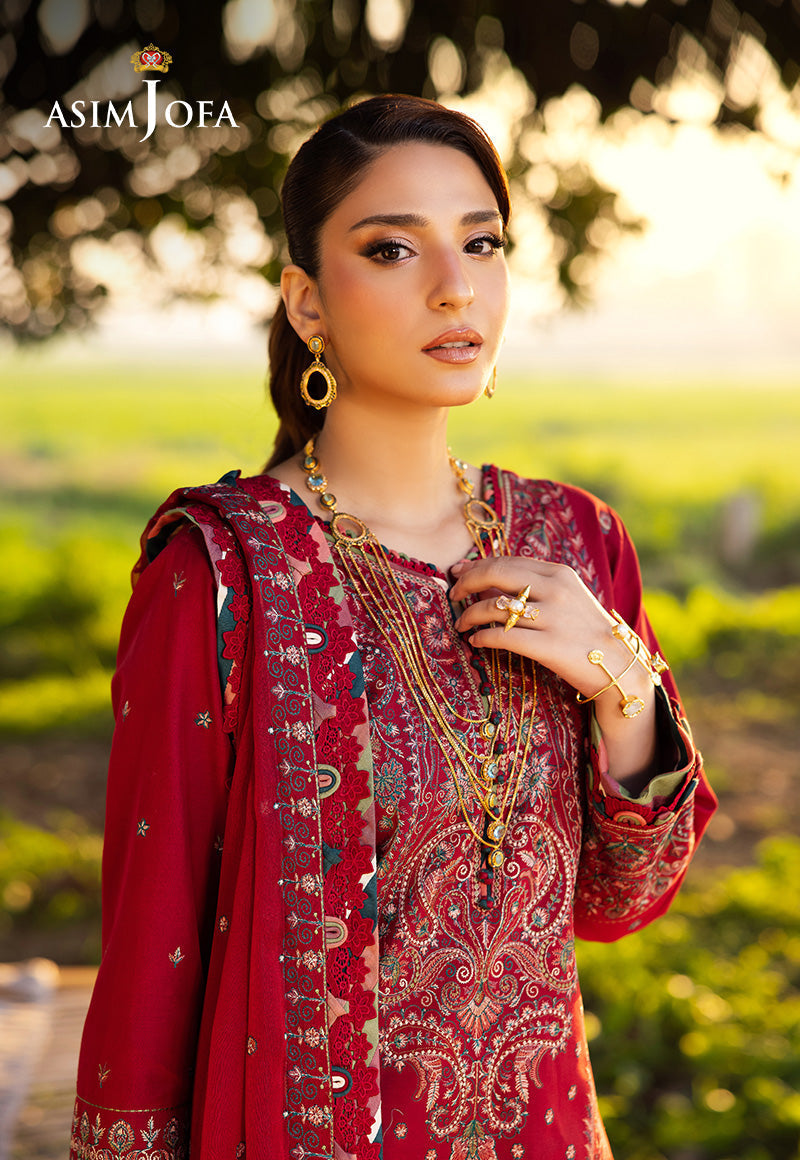 Asim Jofa | Luxury Lawn 25 | AJELL-06 M Red Lawn