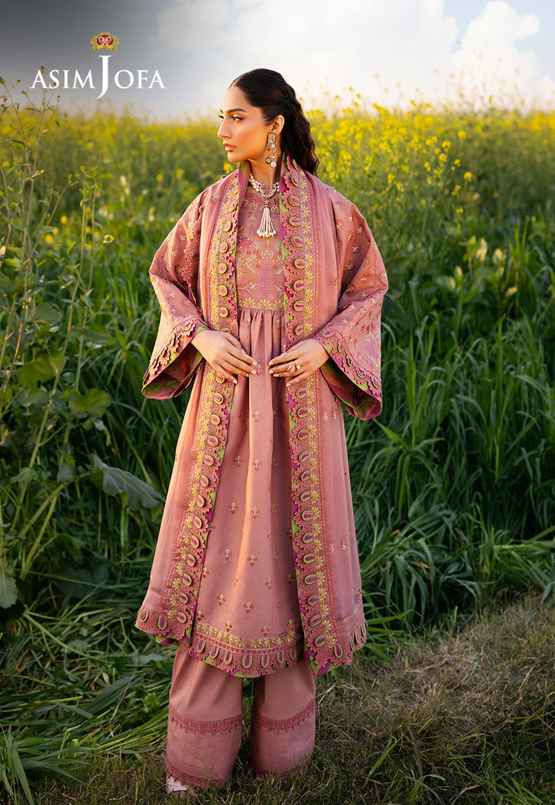Asim Jofa | Luxury Lawn 25 | AJELL-16 Custom Size Rose Lawn