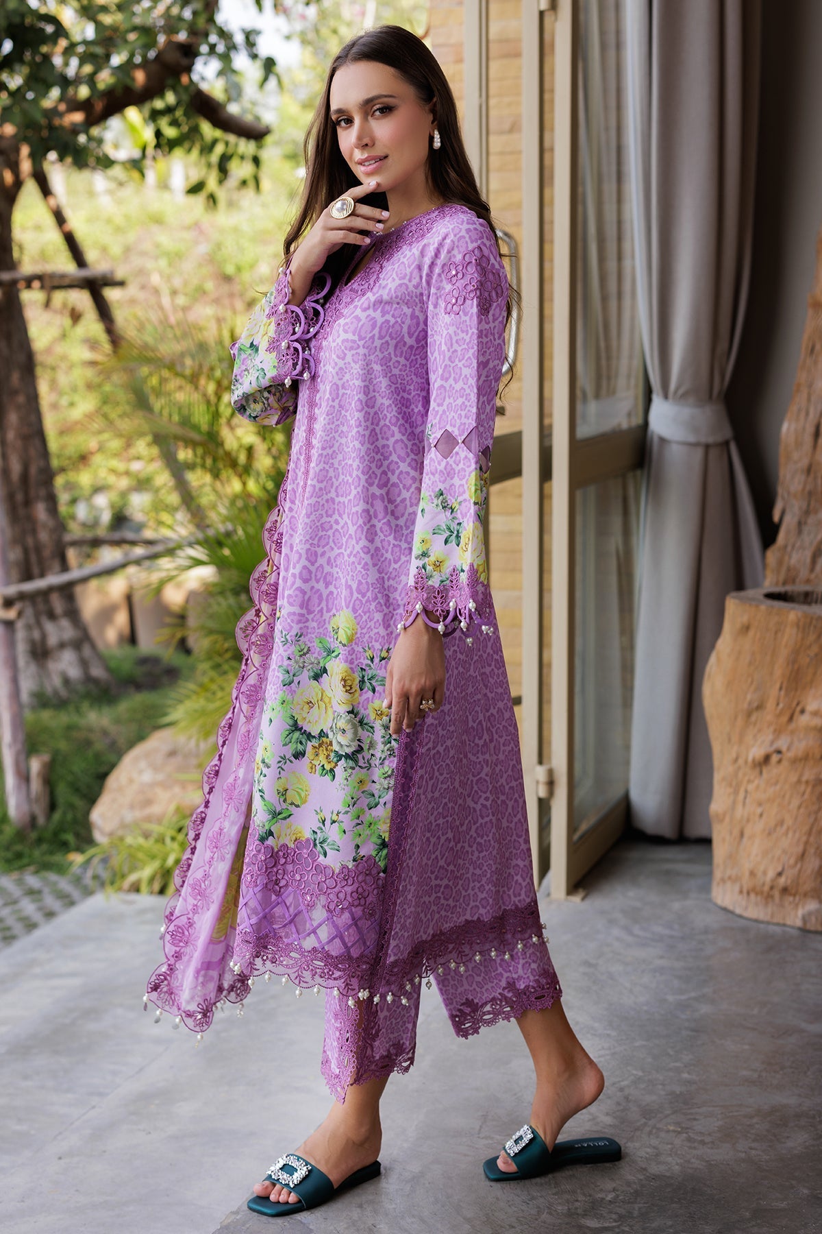 Charizma | Naranji Lawn 25 | CN5-08 M Purple Gray Lawn