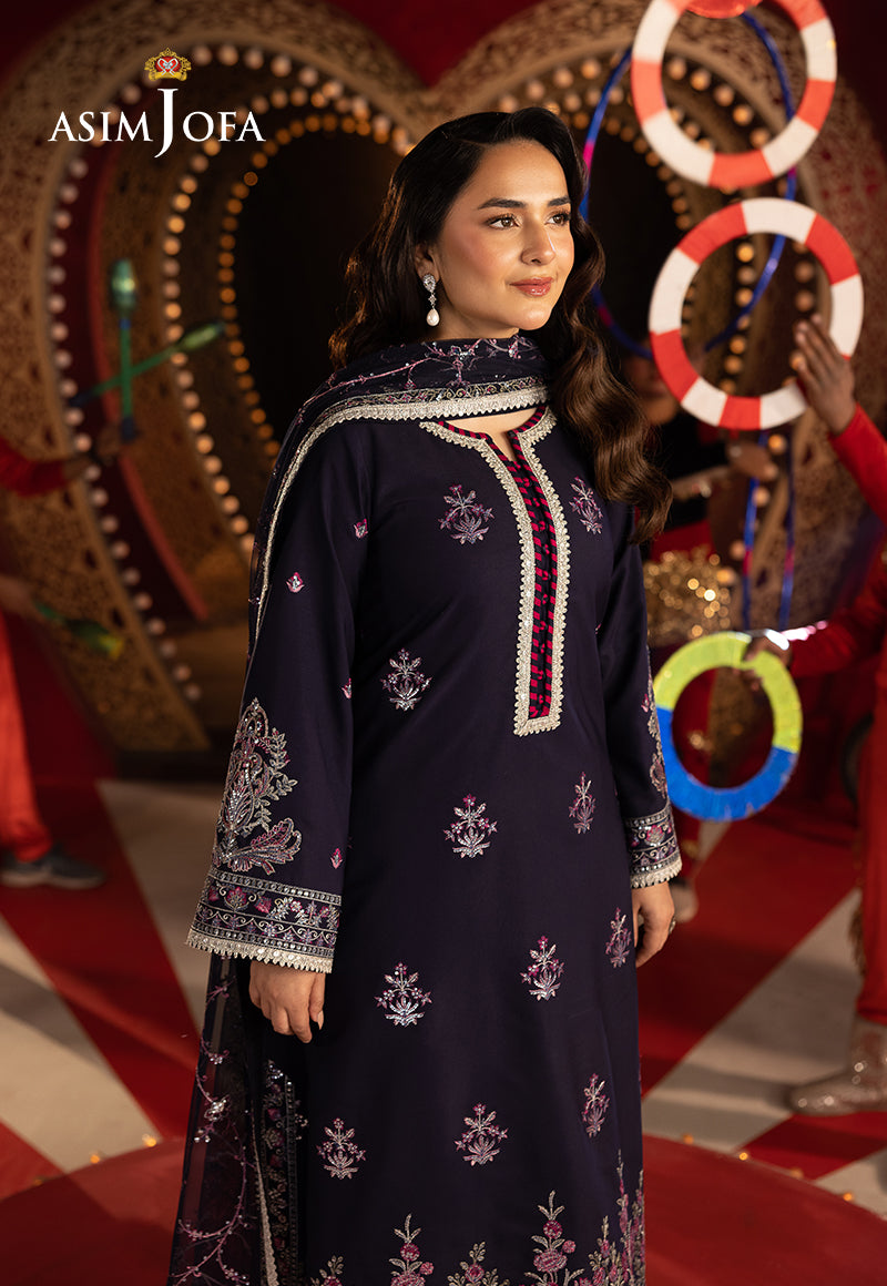 Asim Jofa | Festive Opulence | AJFO-04 L Navy Blue Silk