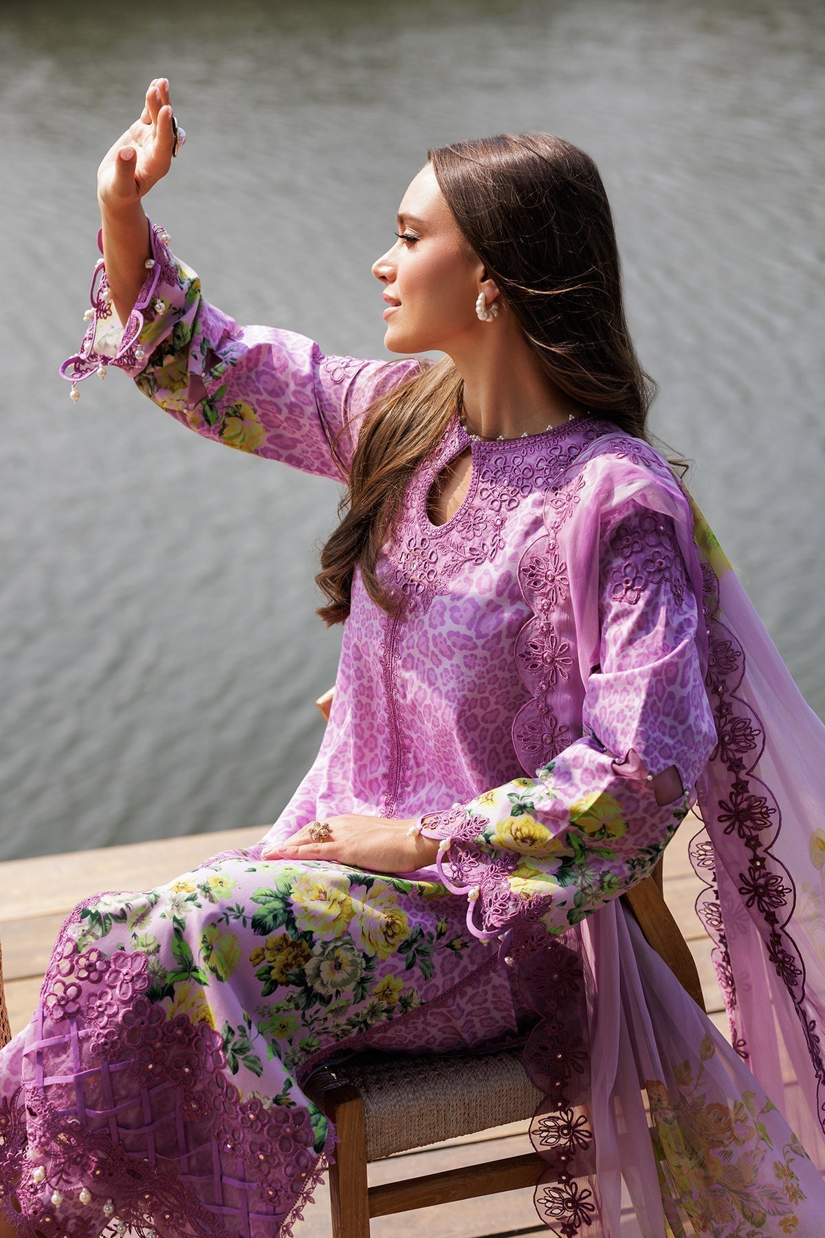 Charizma | Naranji Lawn 25 | CN5-08 L Purple Gray Lawn