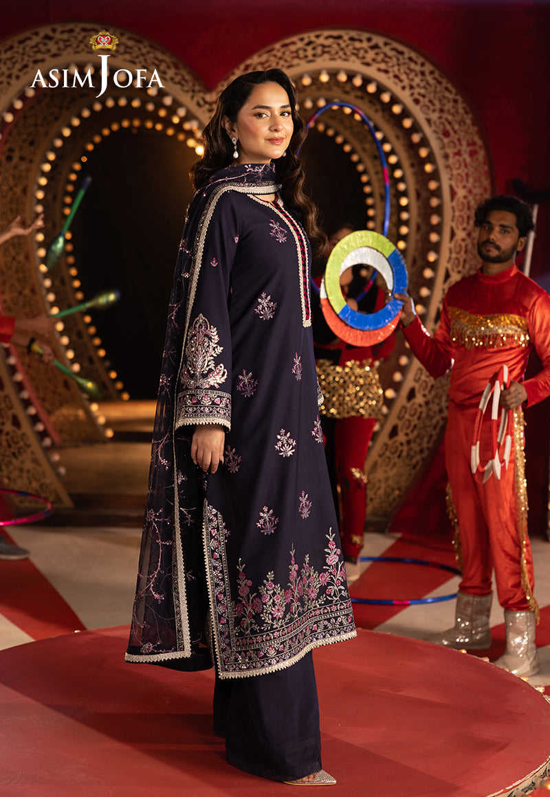 Asim Jofa | Festive Opulence | AJFO-04 XL Navy Blue Silk