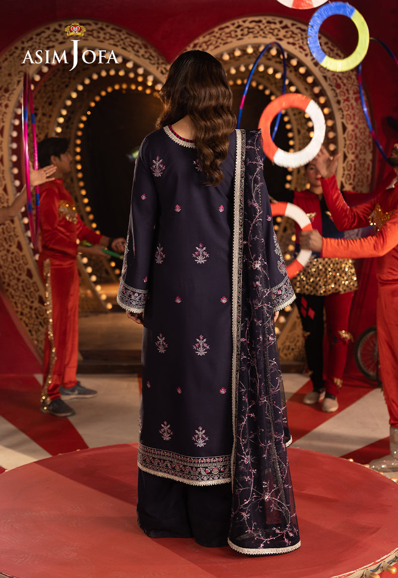 Asim Jofa | Festive Opulence | AJFO-04 XS Navy Blue Silk