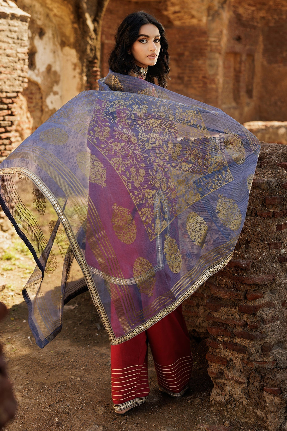 Charizma | Festive Pret | CMA-5-34 S Red Raw Silk