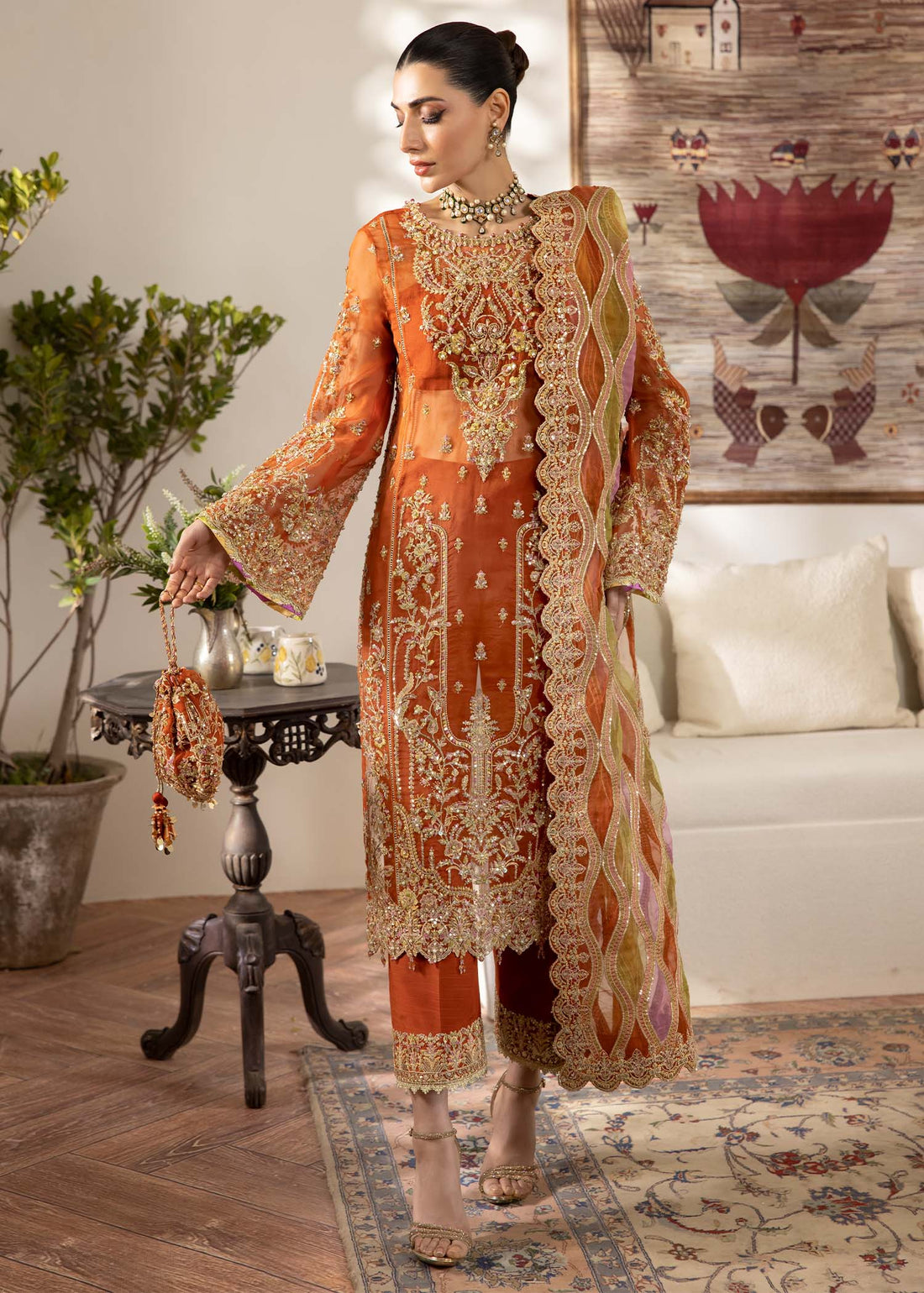 Kanwal Malik | Mirha Eid Luxury Pret 25 | Roshail XS Rust Organza