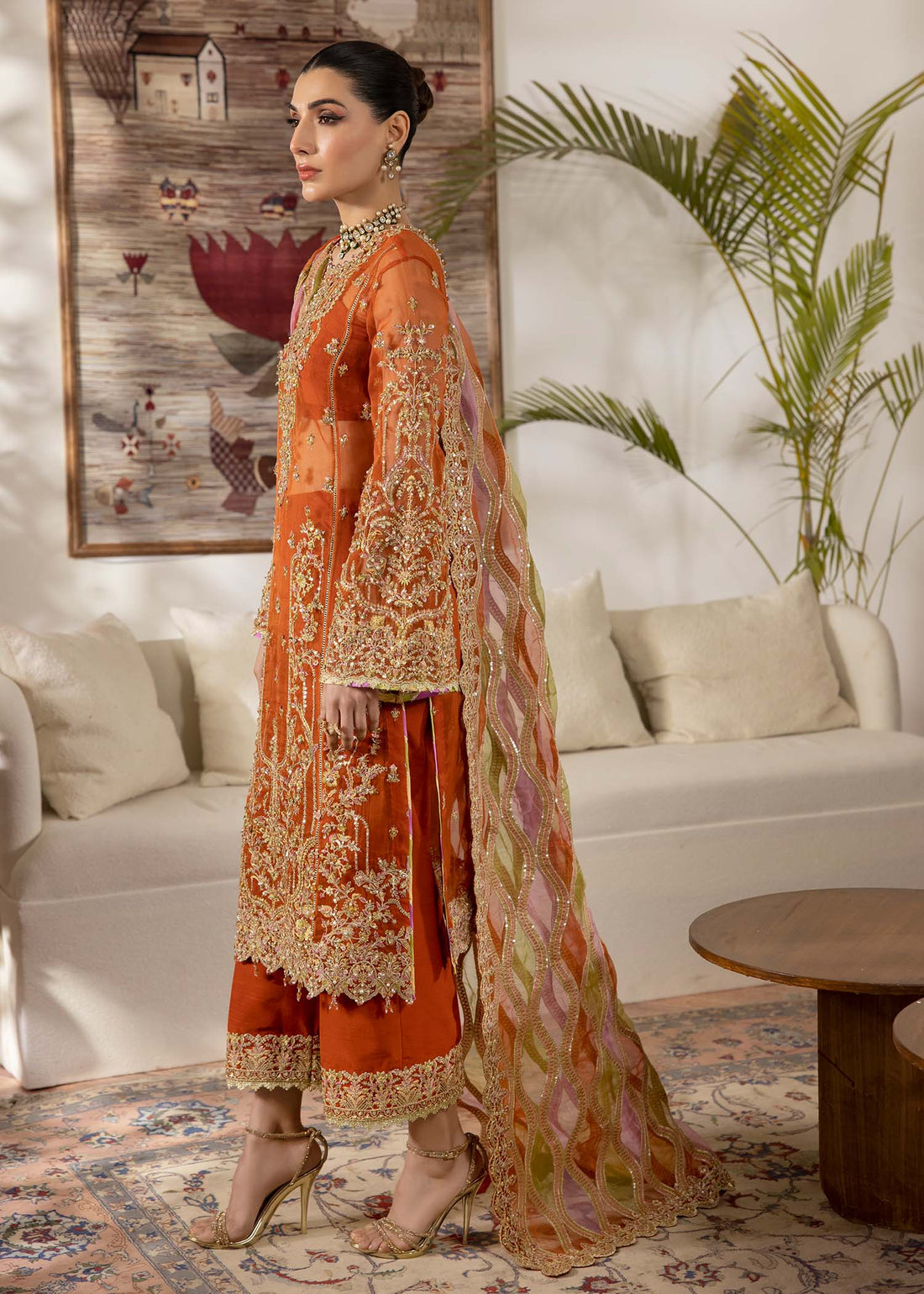 Kanwal Malik | Mirha Eid Luxury Pret 25 | Roshail XS Rust Organza