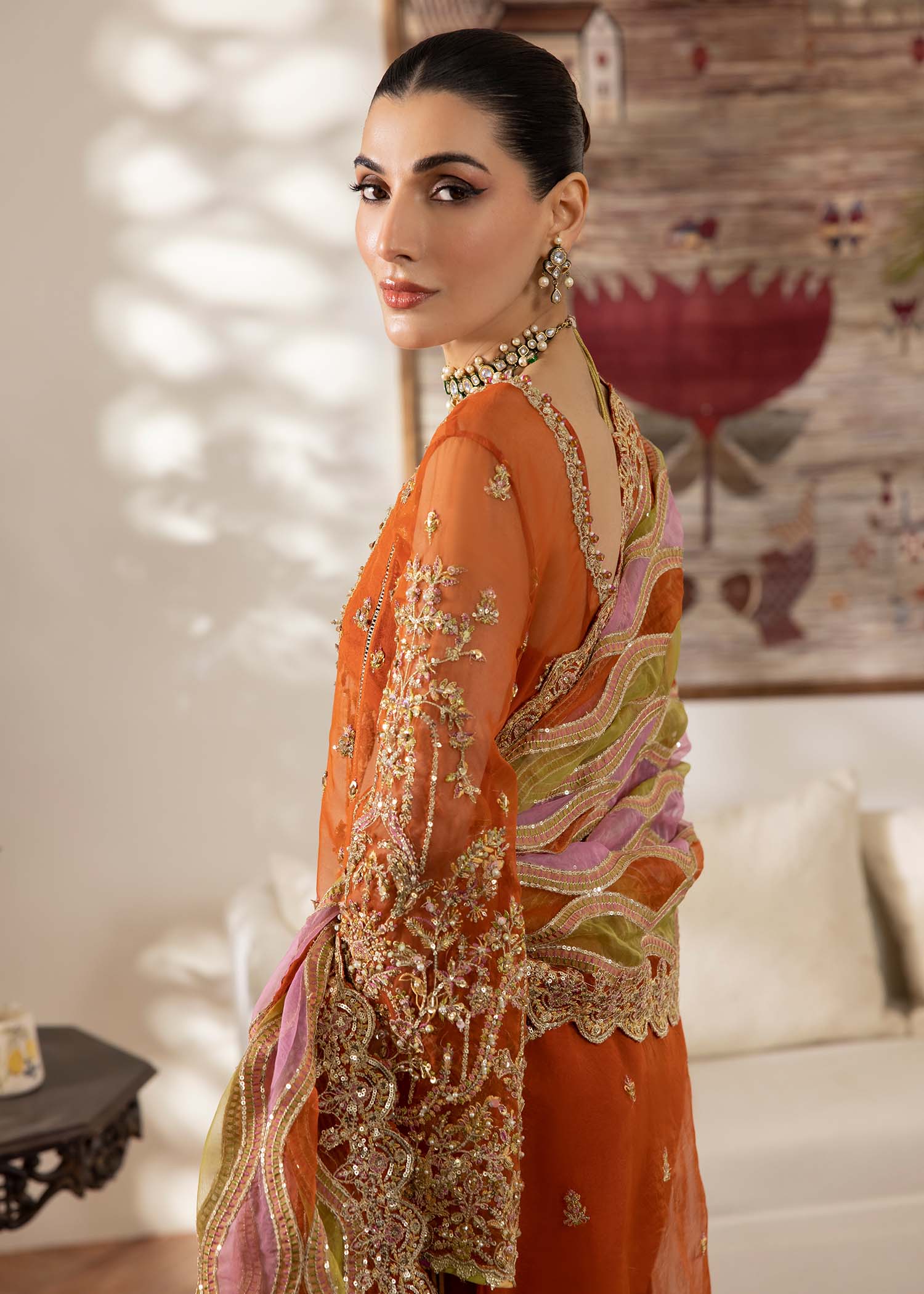 Kanwal Malik | Mirha Eid Luxury Pret 25 | Roshail XL Rust Organza