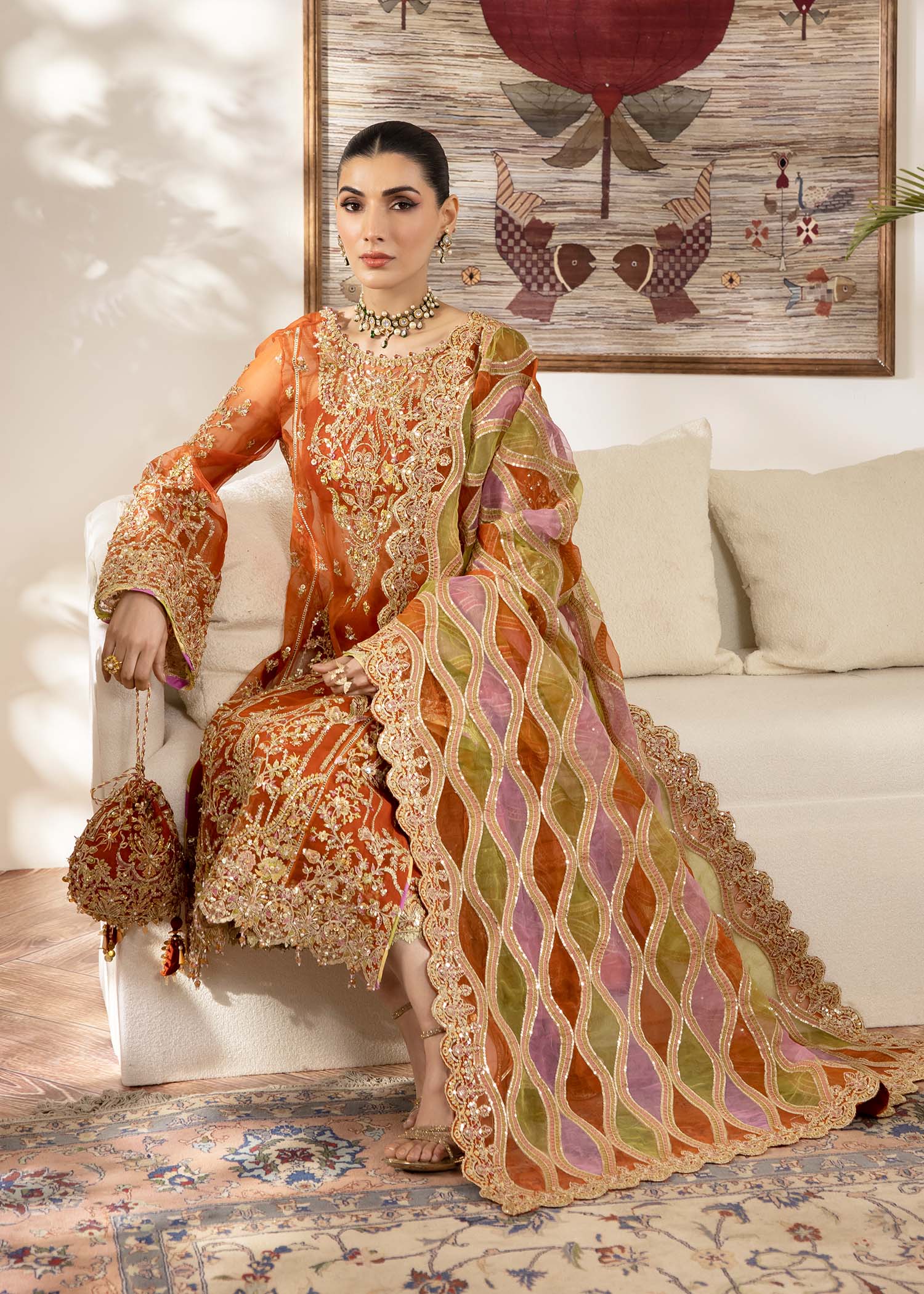 Kanwal Malik | Mirha Eid Luxury Pret 25 | Roshail L Rust Organza
