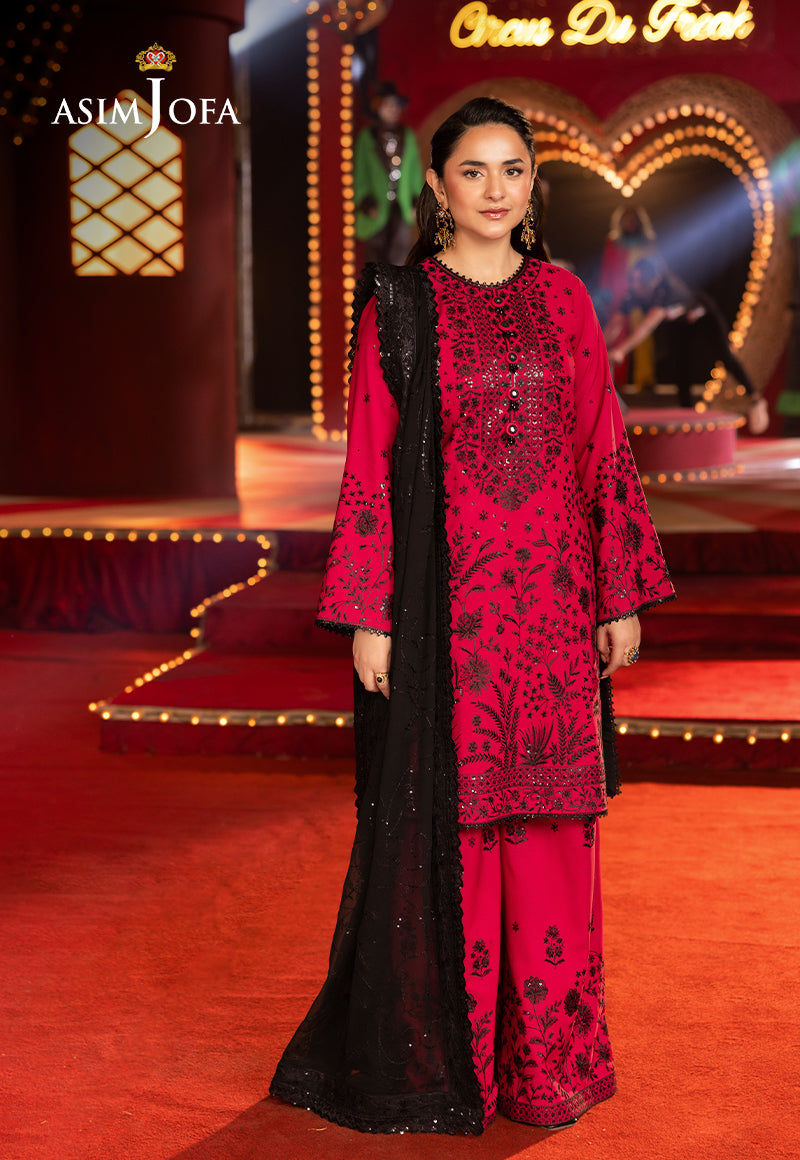 Asim Jofa | Festive Collection 25 | AJLF-11 XS Redish Pink Boski Silk