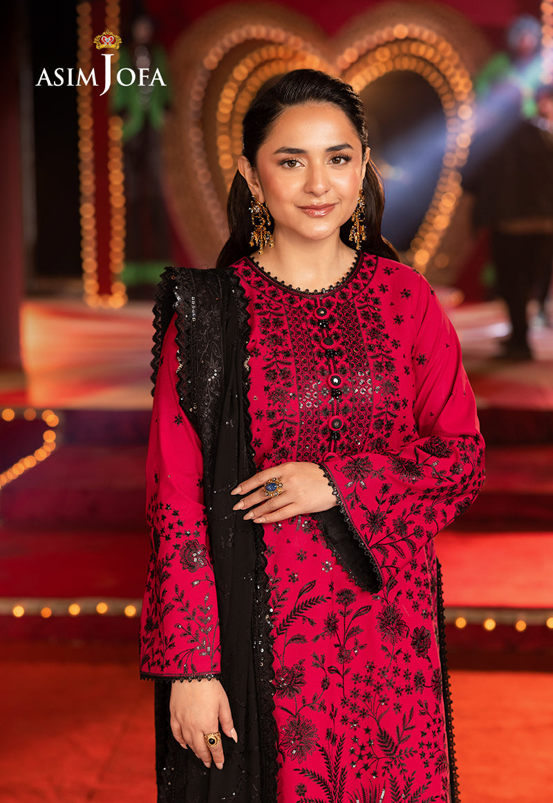 Asim Jofa | Festive Collection 25 | AJLF-11 XS Redish Pink Boski Silk