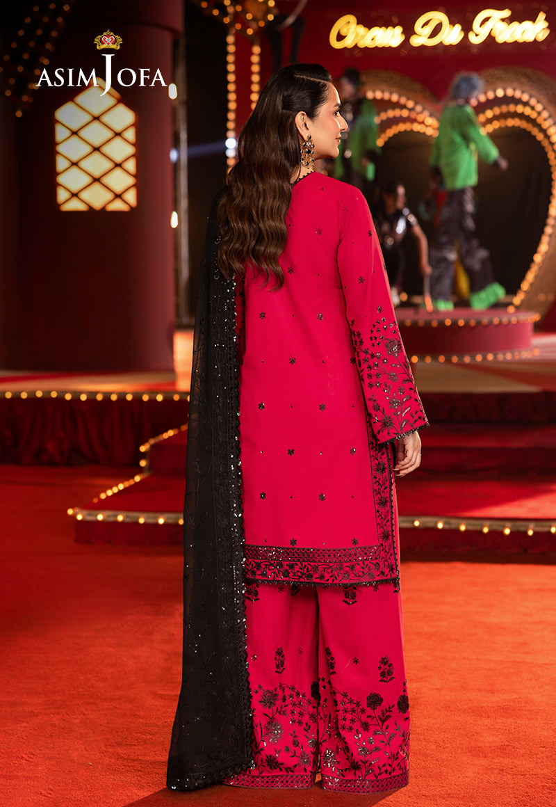 Asim Jofa | Festive Collection 25 | AJLF-11 M Redish Pink Boski Silk