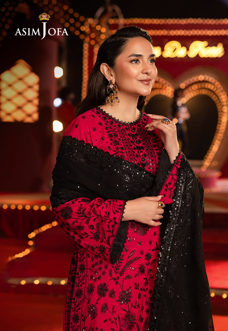 Asim Jofa | Festive Collection 25 | AJLF-11 L Redish Pink Boski Silk