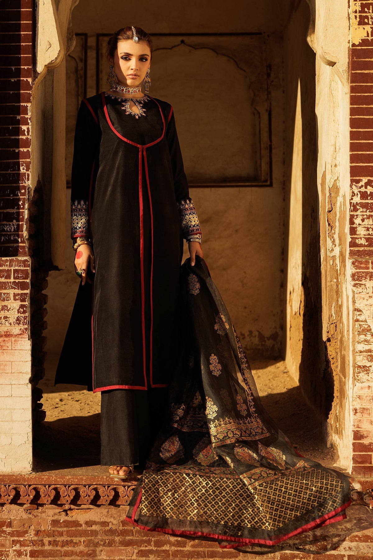 Charizma | Festive Pret | CMA-5-26 S Black Raw Silk