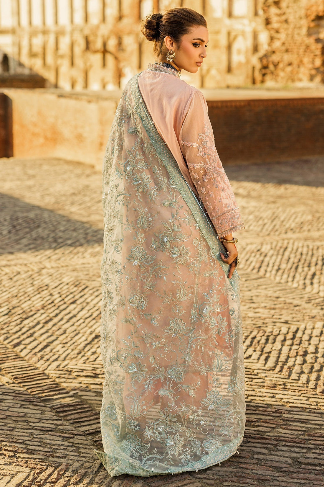 Charizma | Festive Pret | CMA-5-037 S Peach Pink Organza