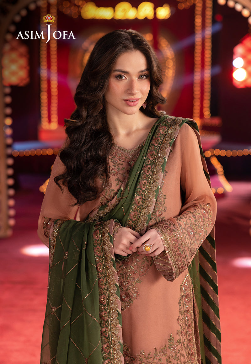 Asim Jofa | Festive Collection 25 | AJLF-12 Custom Size Powder Peach Chiffon