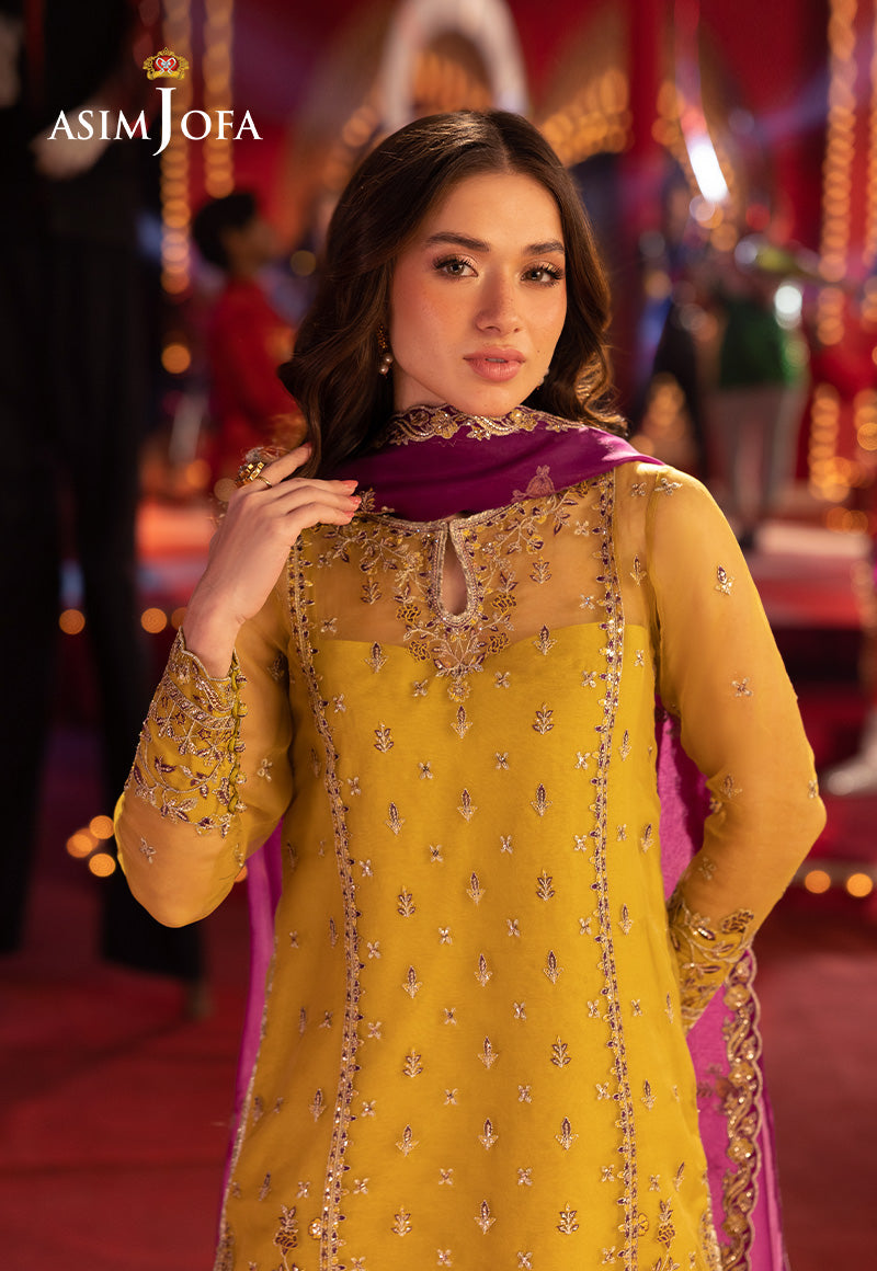 Asim Jofa | Festive Opulence | AJFO-05 M Lime Yellow Organza